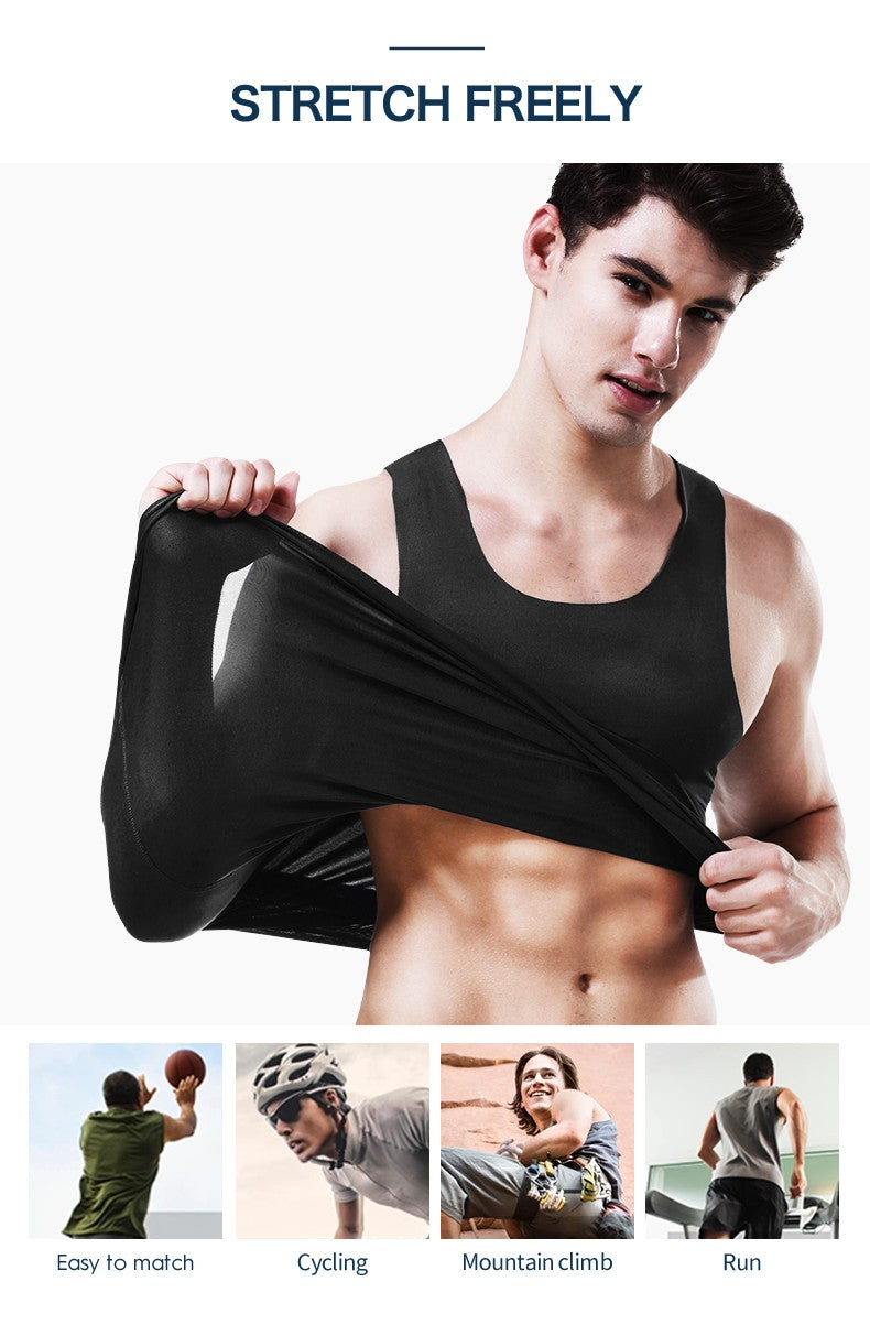 Men's vest Ice Silk seamless fitness summer slim-fit breathable underwear Youth sports hurdle sleeveless undershirt