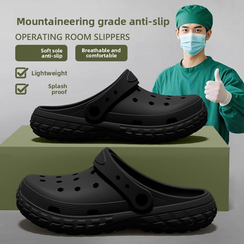 Slippers with holes, men's shoes, 2025 new model, medical nurse EVA anti slip and anti odor outer wear, women's beach sandals