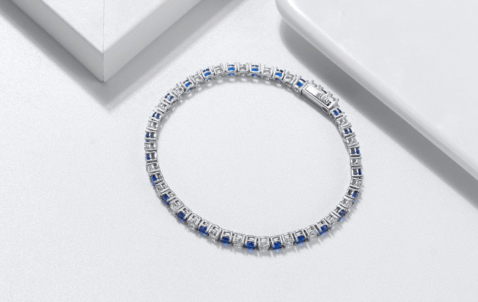 ORSA JEWELS Authentic 925 Sterling Silver Tennis Chain Bracelet Moulding Process Hanmade High-end Hand Chain for Man Woman SB128