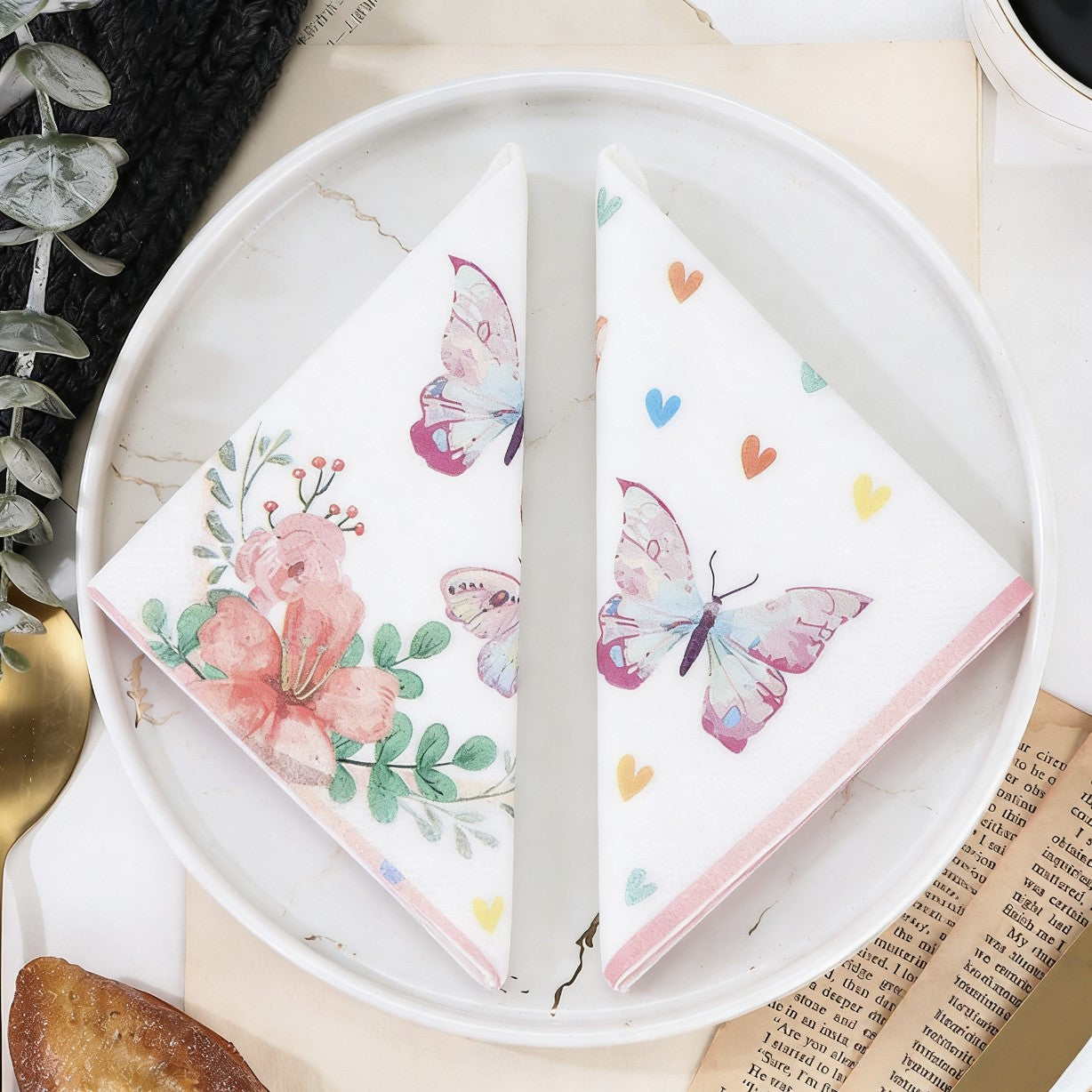 20 colored printed butterfly napkins per pack, disposable napkins for hotel parties, wedding anniversaries