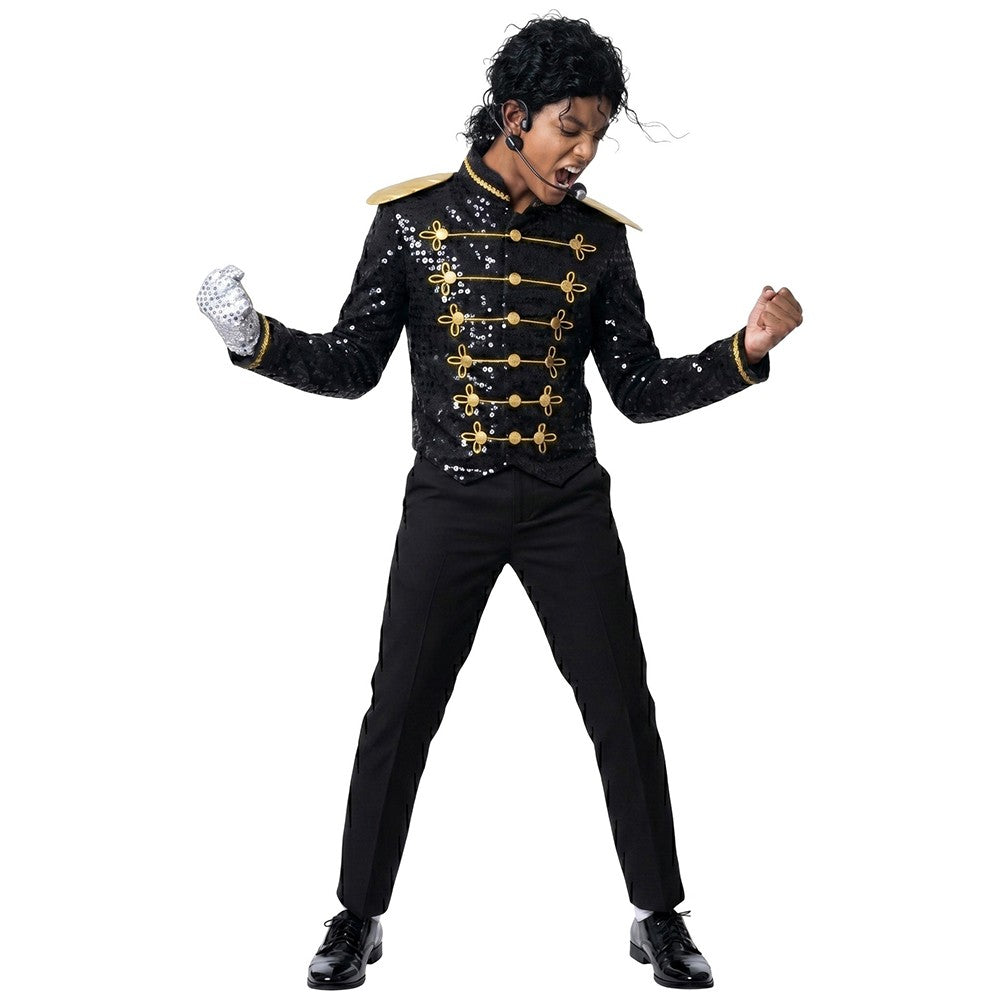 Kids Black Sequin Michael Jackson Jacket Gloves Set Boys MJ Cosplay Costume Halloween Tap Dance Stage Performance Outfit