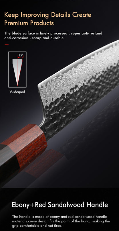 F.YOUNG Faca Japonesa de Chef Aço Damasco Profissional Facas de Cozinha Utilitário Sashimi Fatiar Carne Utensílios de Cozinha Forjados à Mão