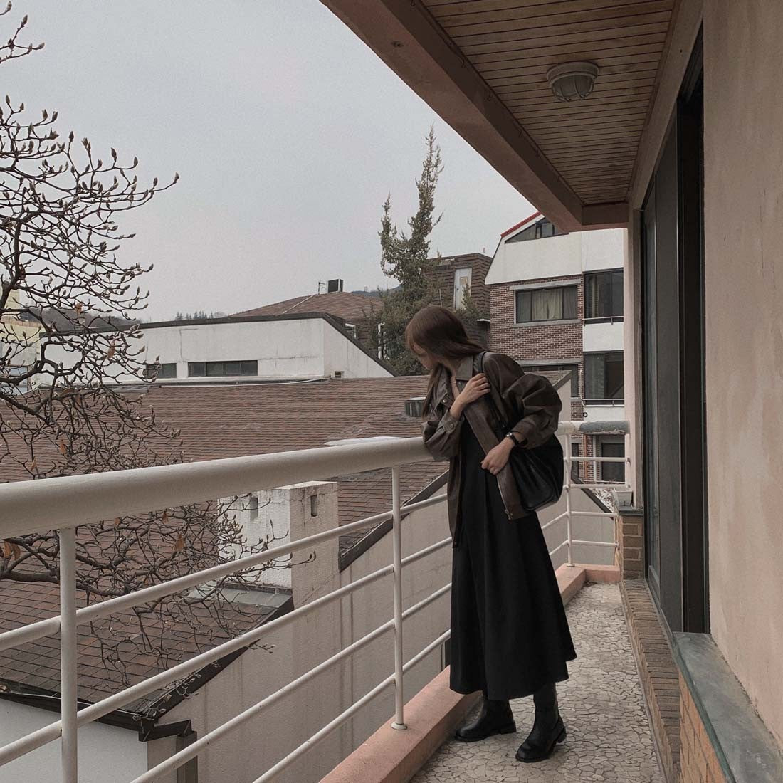 Sli Loose PU Leather Jaet Women's Chic Retro Collar Versatile BF Sle Motorcycle Clothes Trendy Long Sve Zipper