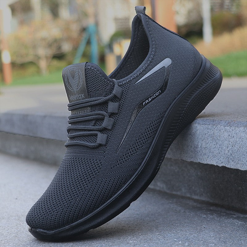 Sapatos Casuais Masculinos Sólidos com Cadarço, Sapatos Esportivos Leves para Homens, Sapatos Casuais Sólidos da Moda Adequados para Entusiastas de Caminhada de Lazer - Ideais para Leveza, Respirabilidade e Antiderrapantes, Adequados para Laze