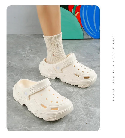 Summer Thick Sole Sandals For Women Comfortable Soft Heightening Shoes Couple Outdoor Non-slip Slippers Men‘s Clogs