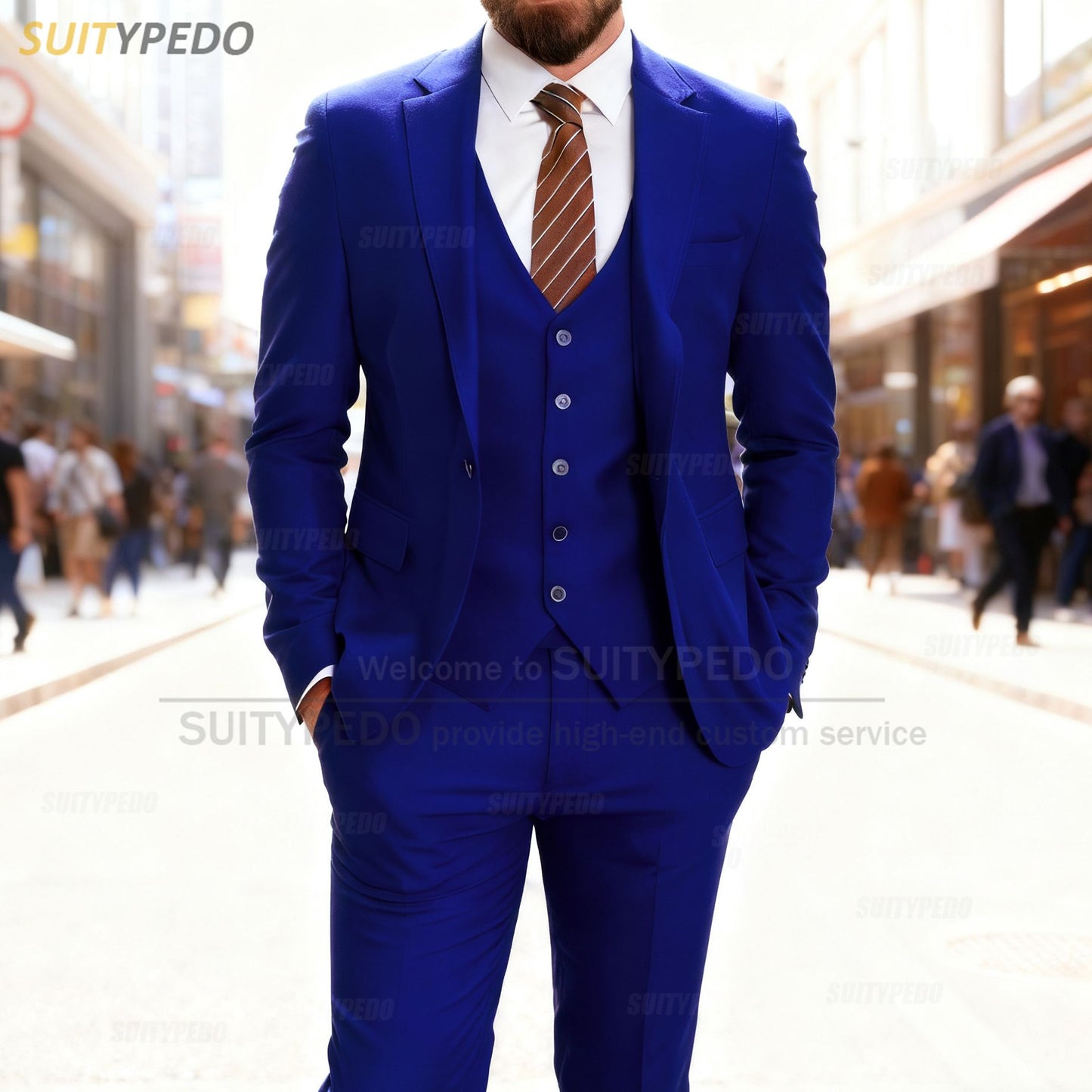 Smart Casual Slim Fit Suit Sets Elegant Notch Lapel Suit Attire 3 Pieces Blazer Vest And Pants Formal Evening Homme Costumes