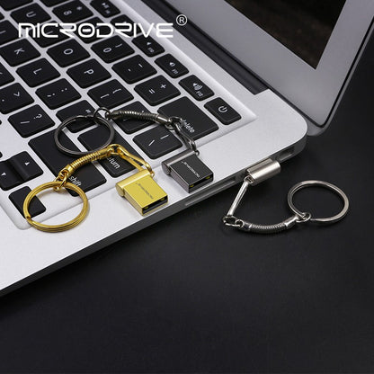 Mini PenDrive de metal Super Rápido 4GB 8GB 32GB USB Flash Drive cle usb Stick 64gb 128GB memória flash USB com chaveiro