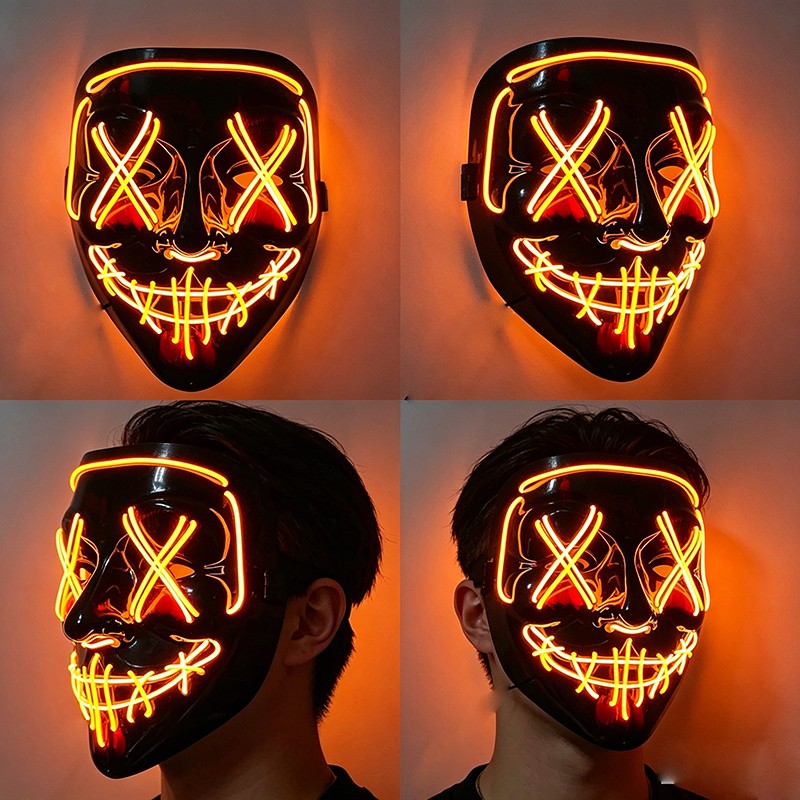 Wireless Purge Luminous LED Mask Adult Full Face Headgear Costumes Cosplay Mask Carnival Horror Masquerade Glow In The Dark