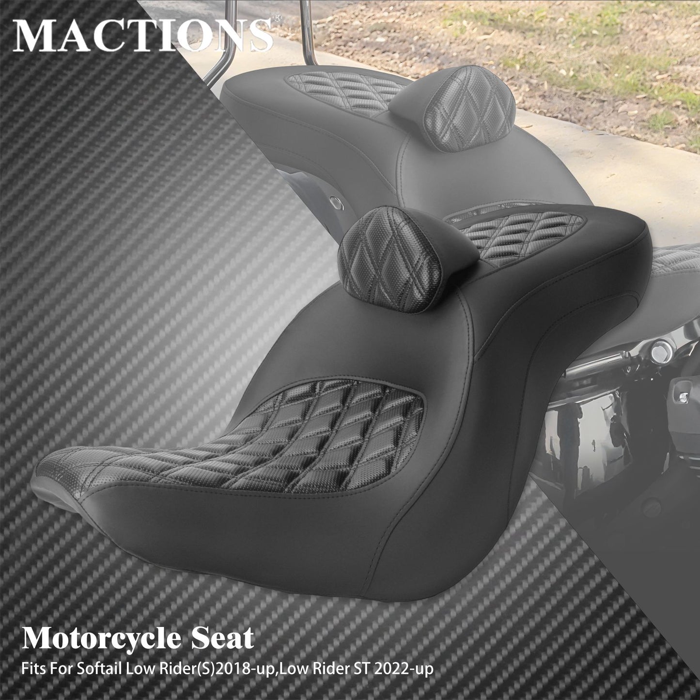 Assento de passageiro do condutor da motocicleta Almofada de assento duplo com encosto para Harley Softail Low Rider ST Sport Glide 2018-2024