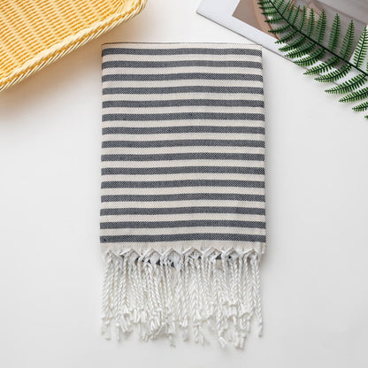 Cotton Turkish Striped Beach Towel 90*180CM Sauna Spa Gym Sport Fitness Fringed Bath Towel Kitchen Soft Absorbent Quick Drying