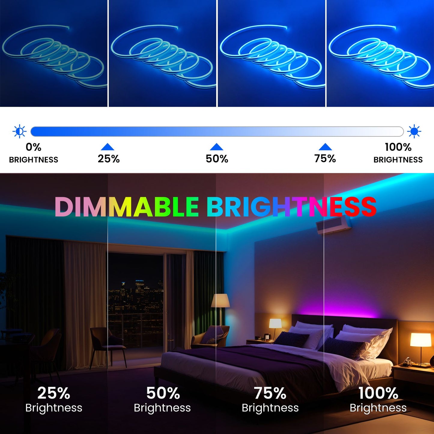 DC5V RGB LED Neon Light AA Battery Powered Bluetooth LED Strip SMD2835 IP65Waterproof Rating 108Leds/m With a remote control