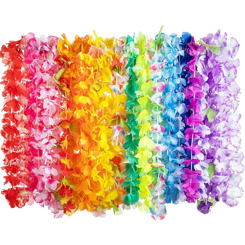 10/20/50pcs Hawaiian Flower Wreath Necklace Summer Tropical Birthday Party Decoration Luau Wedding Artificial Flower Garland Lei