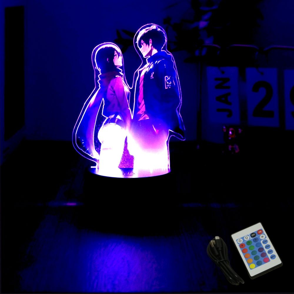 Anime Figures Attack on Titan 3D Lamp LED Night Light RGB16 Colors Lamps Remote Standing Sign Decor Bedroom Home Kids Toys Gifts