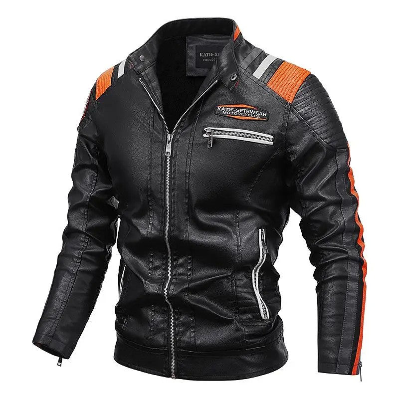 Mens Vintage Motorcycle Jacket 2025 Men Fashion New Biker Leather Jacket Male Embroidery Bomber Coat Winter Fleece Pu Overcoat