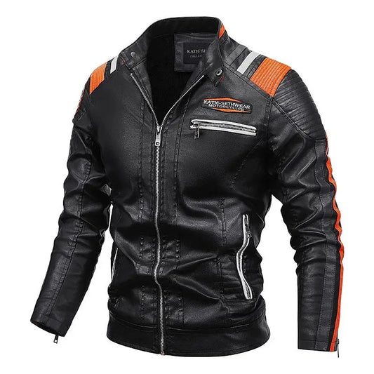 Mens Vintage Motorcycle Jacket 2025 Men Fashion New Biker Leather Jacket Male Embroidery Bomber Coat Winter Fleece Pu Overcoat
