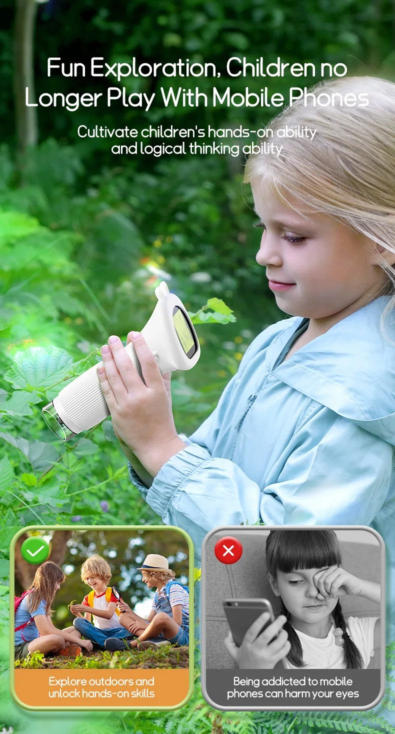 Microscópio Infantil 1000x Lupa Microscópio 200 Megapixels Com Função Foto e Vídeo LED Brinquedos Educacionais Ciência Para Crianças