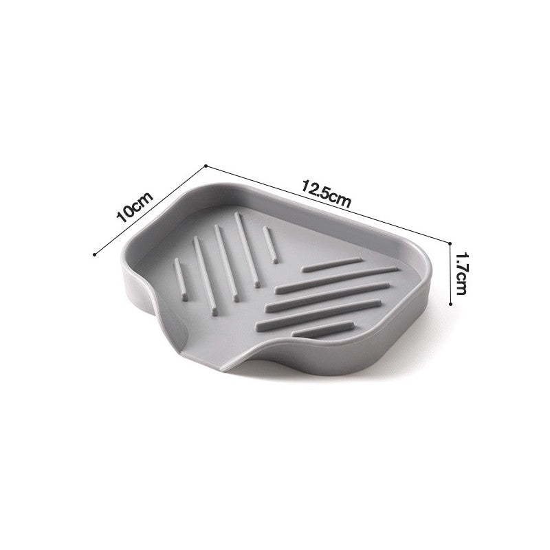 1/2pcs Kitchen Sink Silicone Tray With Drain Soap Sponge Storage Holder Countertop Sink Scrubber Brush Soap Storage Rack