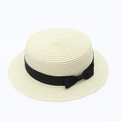 Chapéu Panamá COKK, Simples, de Verão, Praia, Feminino, Casual, Aba Reta, Chapéu de Palha com Laço para Meninas, Chapéu de Sol, Chapéu Feminino