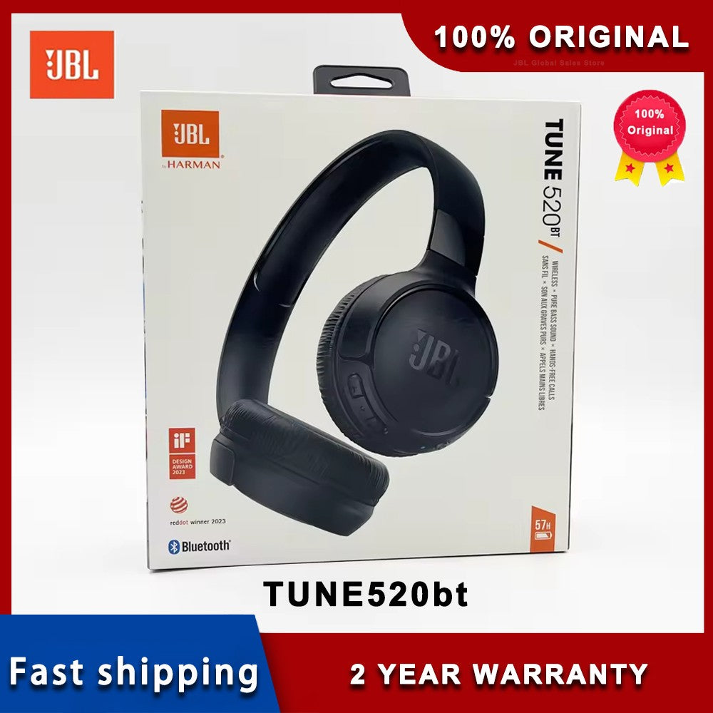 Fone de ouvido JBL Tune 520BT T520BT 100% Original sem fio Bluetooth 5.3 com conexão multiponto e suporte para Siri e Google Assistant
