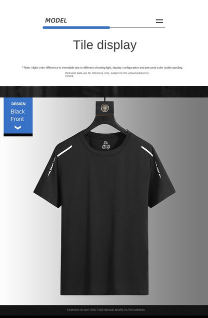 Running T-shirt Reflective Short Sleeve Ice Silk Quick Drying Summer Thin Breathable Fitness Tees Shirt Sportswear Sportsshirt