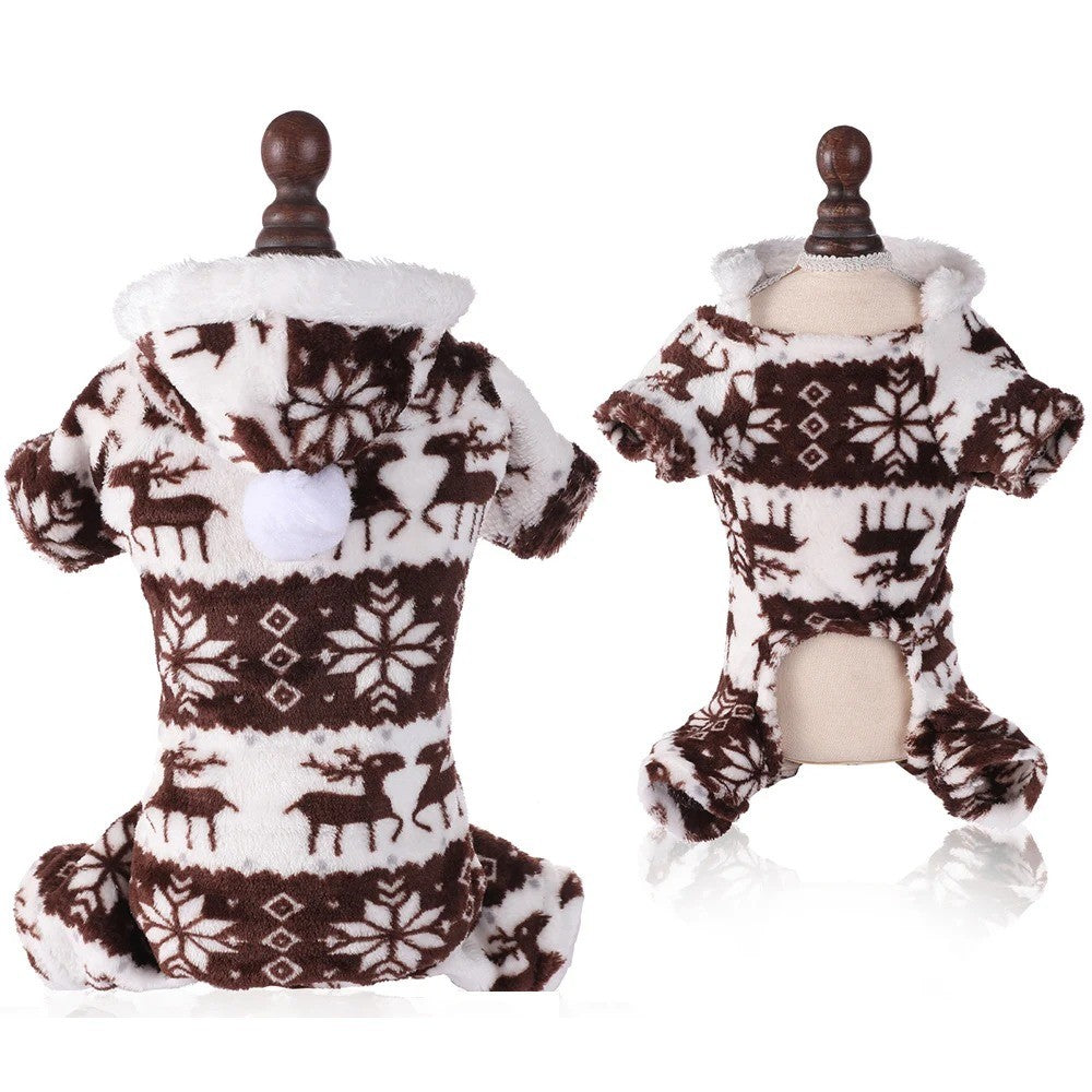 Roupas de cachorro de Natal de inverno Macacão de cachorro de pelúcia quente Pijamas para cães médios pequenos Para baixo Gatos Parkas Filhote de cachorro ???? Roupa para cães