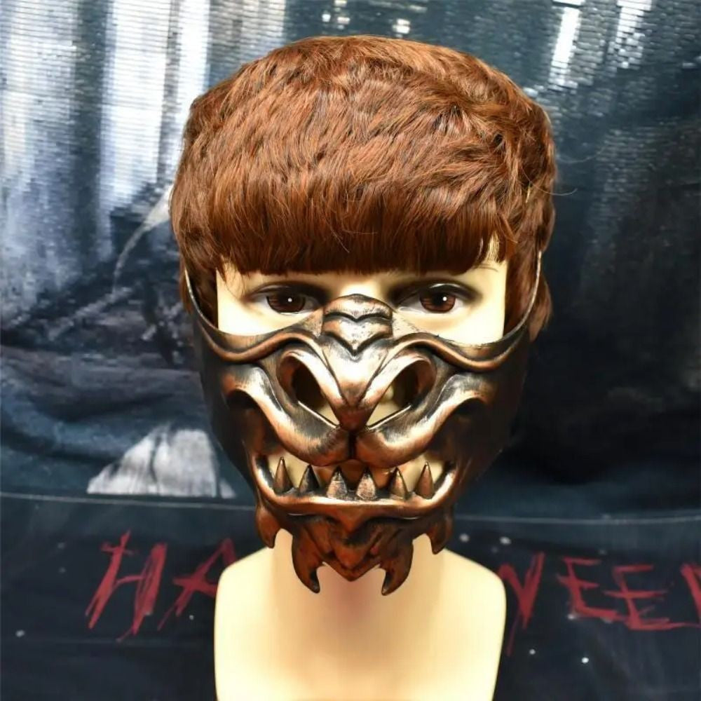 Creative Half Face Cosplay Red Prajna Mask Spooky Funny Samurai Cosplay Mask 3D Masquerade Japanese Mask Toy Children's Toys