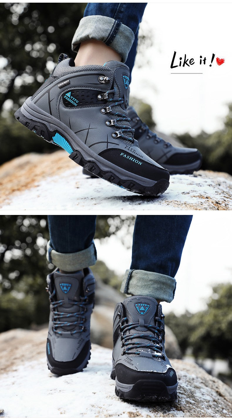 Botas de Neve Masculinas de Inverno Impermeáveis de Couro Tênis Super Quentes Botas Masculinas Botas de Caminhada ao Ar Livre Sapatos de Trabalho Tamanho 39-47