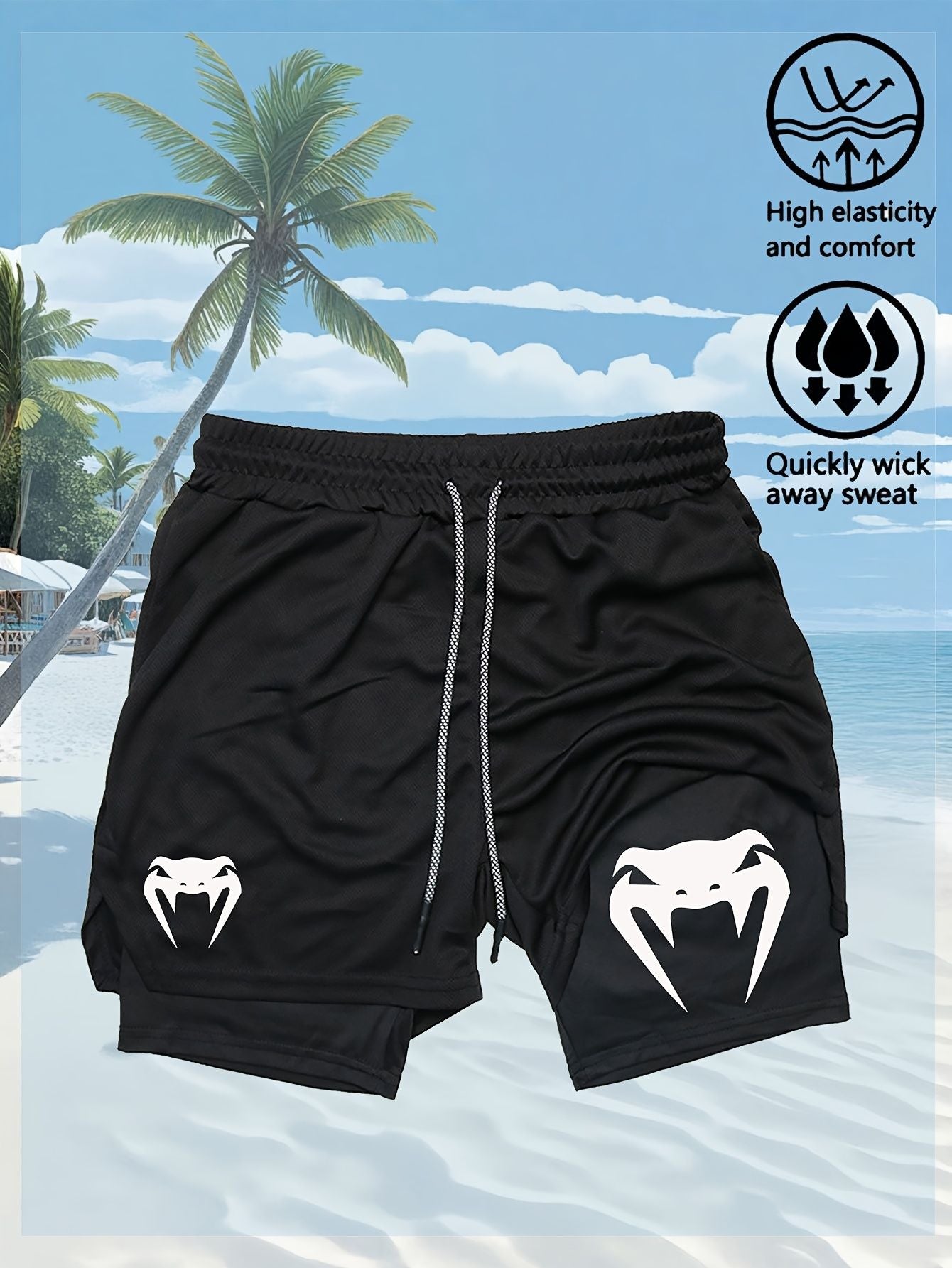 Men's Quick-Dry Training Shorts with Elastic Waistband and Drawstring Breathable Moisture-Wicking Athletic Shorts