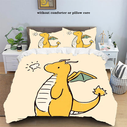 Pokemons Cartoon Anime Bedding Set Kawaii Pikachu Gengar Eevee Charizard Quilt Duvet Cover Pillowcase Kid Bed Set Twin King Size