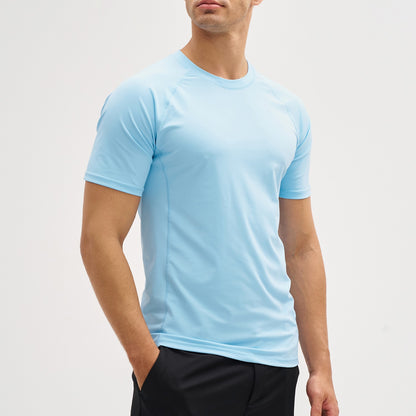 EKLENSON Men's Rashguard Swim Shirt Short Sleeve Mock Neck UPF 50+ T Shirts Loop Hem Quick Dry Loose Fit Water Surfing Shirt