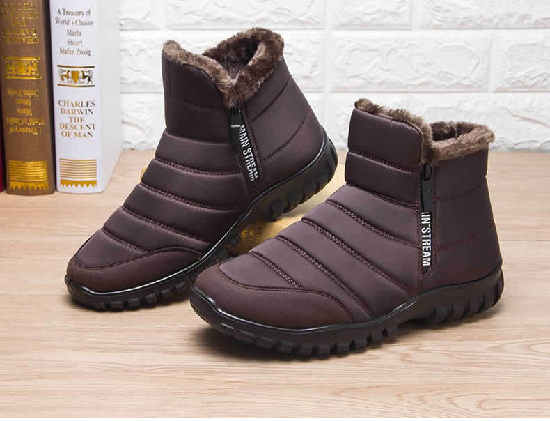 Botas de Inverno Masculinas Tênis de Algodão Quente com Zíper Botas de Neve Cano Curto, Sapatos Casuais de Outono Botas de Neve Impermeáveis com frete grátis