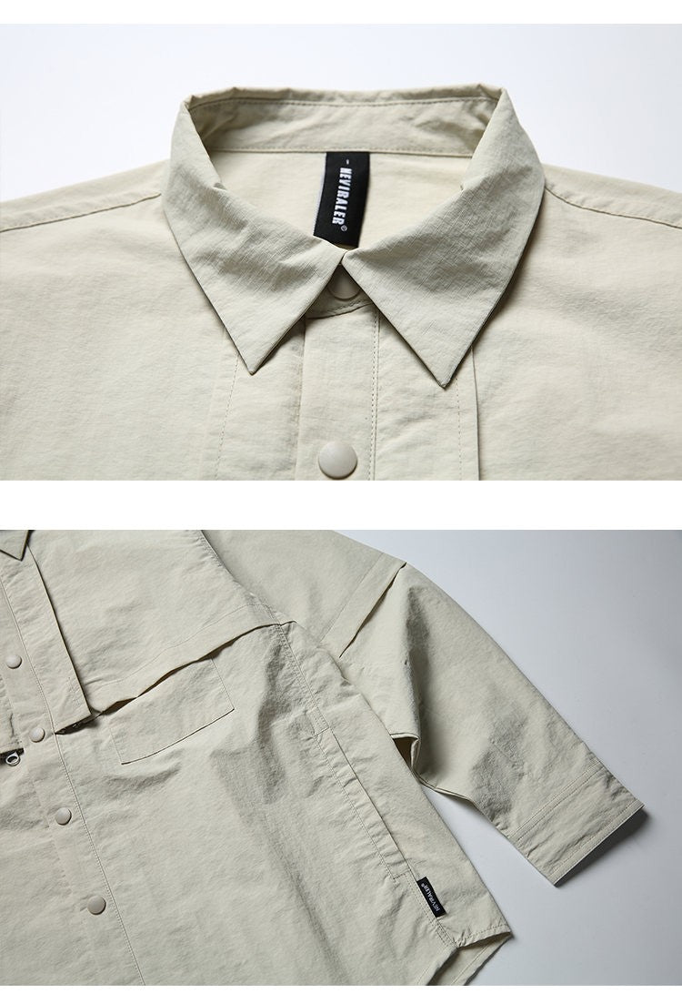 Men Outdoor Waterproof Quick Dry Lightweight Tack Techwear Cargo Shirts Man Streetwear Loose Casual Long Sleeve Oversize Shirt