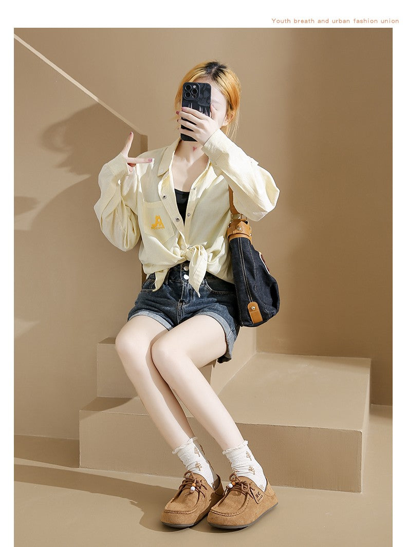 Fashion Brand Shoes Woman 2025 Autumn New Vintage Suede Loafers Pumps Women's Casual Flats Shoes British Style Flat Single Shoes