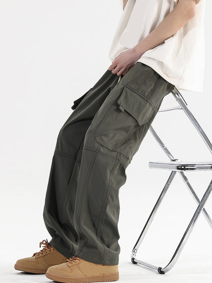 Calça Cargo Casual Masculina Plus Size Secagem Rápida Esportiva Externa Impermeável Calça de Trabalho Masculina Streetwear Masculina de Moletom Esportiva
