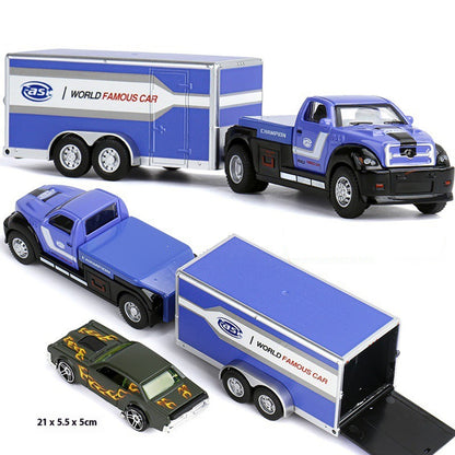 Minicaminhão de Reboque de Contêiner 1:64 Brinquedo Modelo de Liga Série de Carros Diecast com Veículos de Metal de Fricção Modelo Clássico Presente Infantil