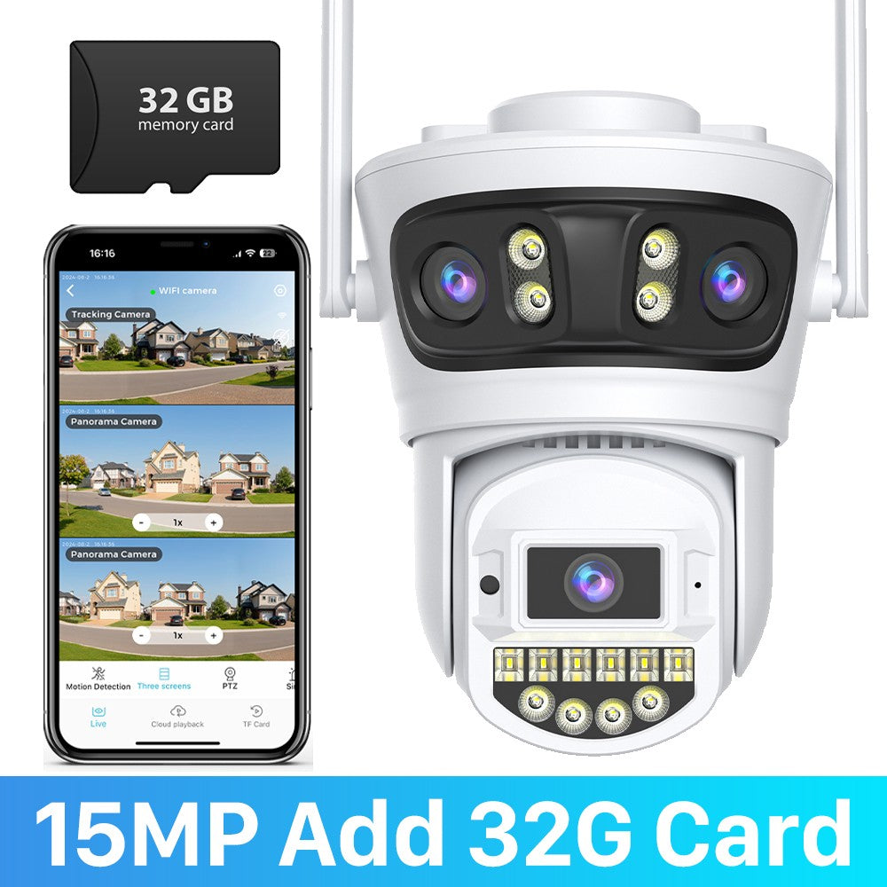 10MP 5K Wifi IP Camera Outdoor 2.4GHZ 5GHZ PTZ Surveillance Camera Dual Lens Dual Screens Email Alert 4K Security Protection