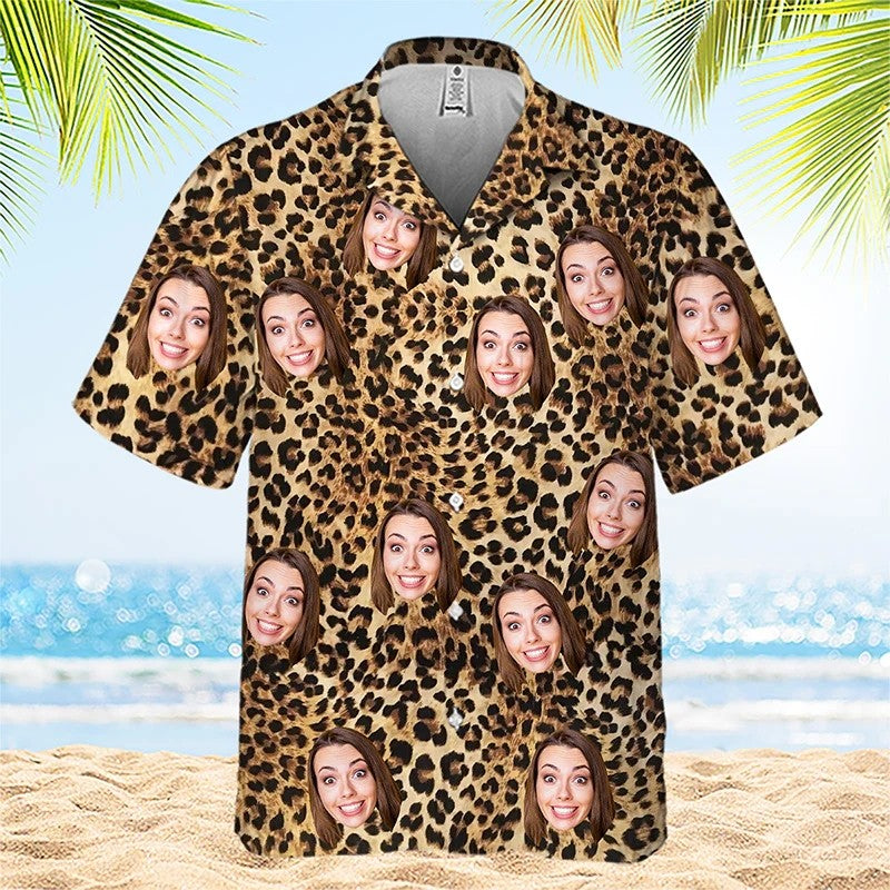Full Print Custom Photo Hawaii Shirts Family Personalized Custom Face Unisex Hawaiian Beach Shirt Gift For Family Members