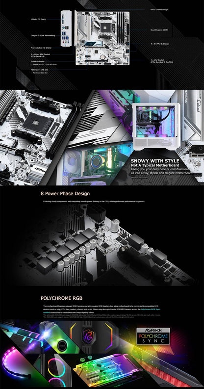 Placa-mãe ASRock Nova B550M Pro SE B550 AMD PRO565 Socket AM4 DDR4 128GB PCI-E 4.0 M.2 SATA III 4733+(OC)MHz USB 3.2