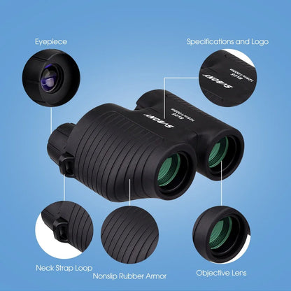 Svbony F9323A 8x25 Binóculos Porro Foco Fixo Preto Telescópio Caminhada Acampamento Observação de Pássaros