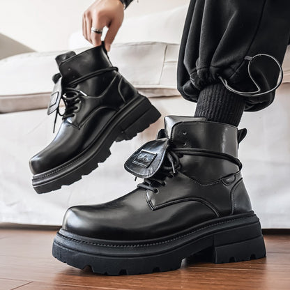 2025 Men's Autumn and Winter Derby Shoes: Thick-soled height-increasing large-head thick-soled high-top shoes.