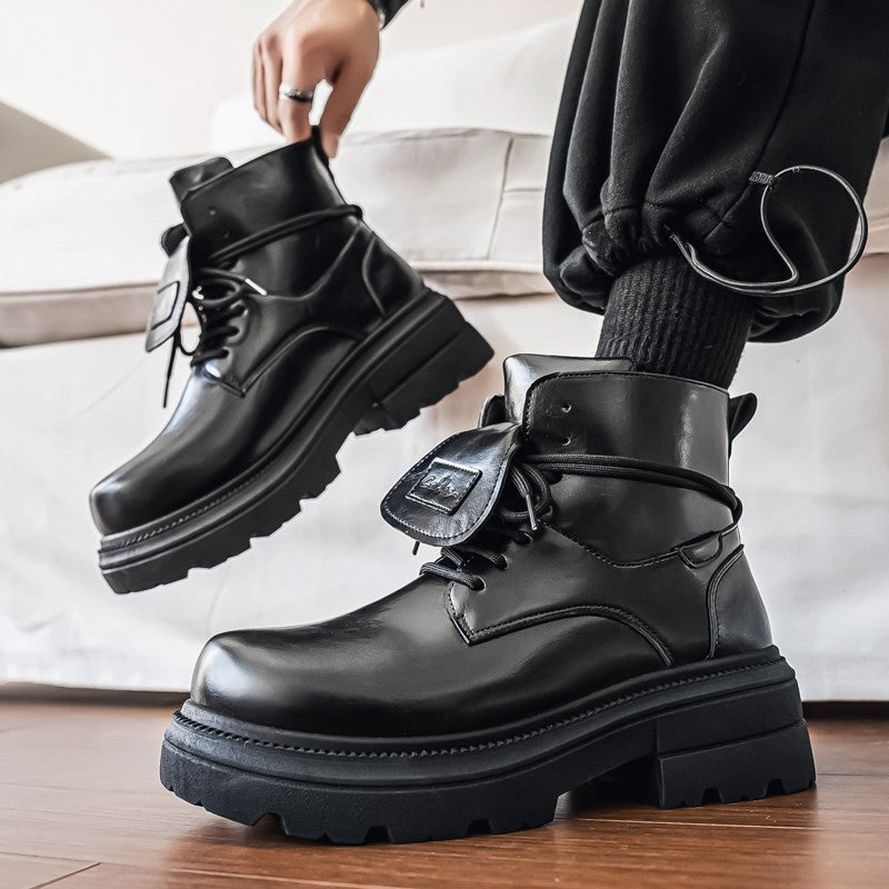 2025 Men's Autumn and Winter Derby Shoes: Thick-soled height-increasing large-head thick-soled high-top shoes.