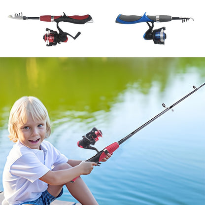 Kids Fishing Pole Set Fishing Rod For Children Child Telescopic Fishing Rods With Spinning Reel Baits Hook Saltwater Freshwater
