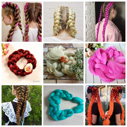 Cabelo Sintético Trança Jumbo 24 Polegadas Ombre Jumbo Extensão de Cabelo para Mulheres Tranças DIY Roxo Rosa Amarelo Cinza Lihu