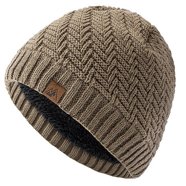 Unisex Peak Labal Winter Hats Fashion Outdoor Knitted Hats For Men And Women Beanie Cap Plush Fur Lined Warm Sports Hats