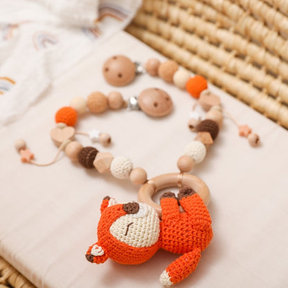 Baby Crochet Stroller Toys Wooden Hanging Ocean Stroller Teething Rattle Bell Animal Mobiles Gym Stroller Pendants Gifts Toys