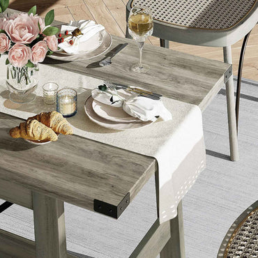 4-6 Person Farmhouse Dining Table with Heavy Duty Wooden Legs, 67.7 Inch Rectangular Modern Wood Kitchen Table