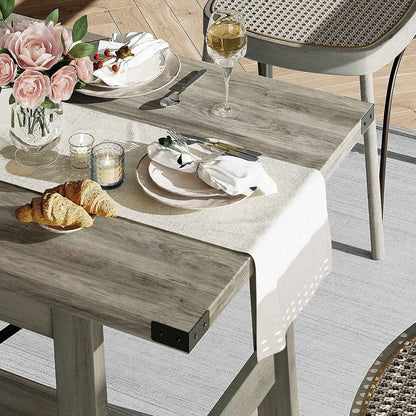 4-6 Person Farmhouse Dining Table with Heavy Duty Wooden Legs, 67.7 Inch Rectangular Modern Wood Kitchen Table