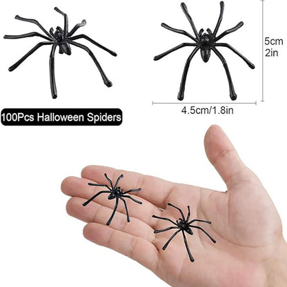 50/100Pcs Plastic Spider Halloween Black Fake Artificial Spider Toy For Prank Haunted House Decoration Navidad Party Supplies
