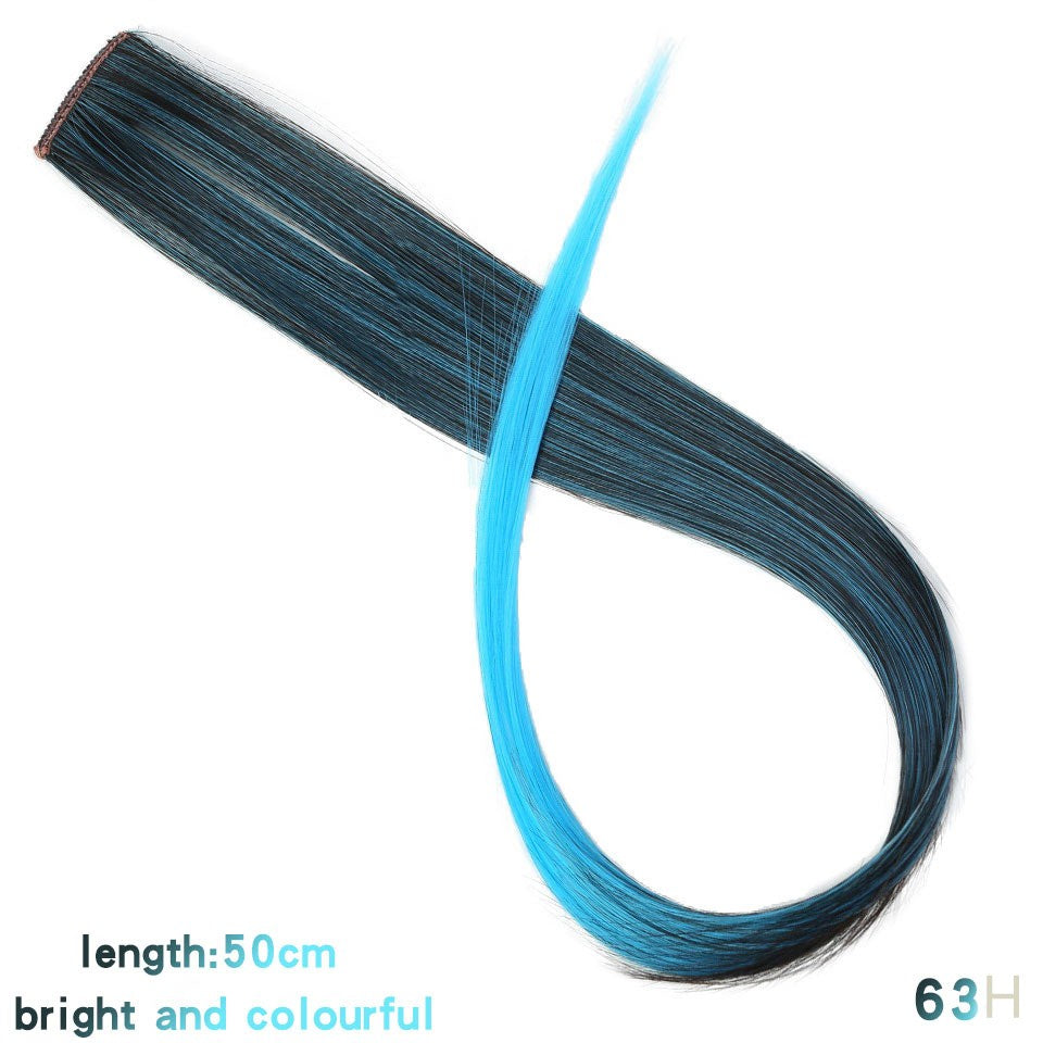 Todas as extensões de cabelo liso longo colorido peça de cabelo com clipe mecha de cabelo arco-íris rosa sintético em clipes