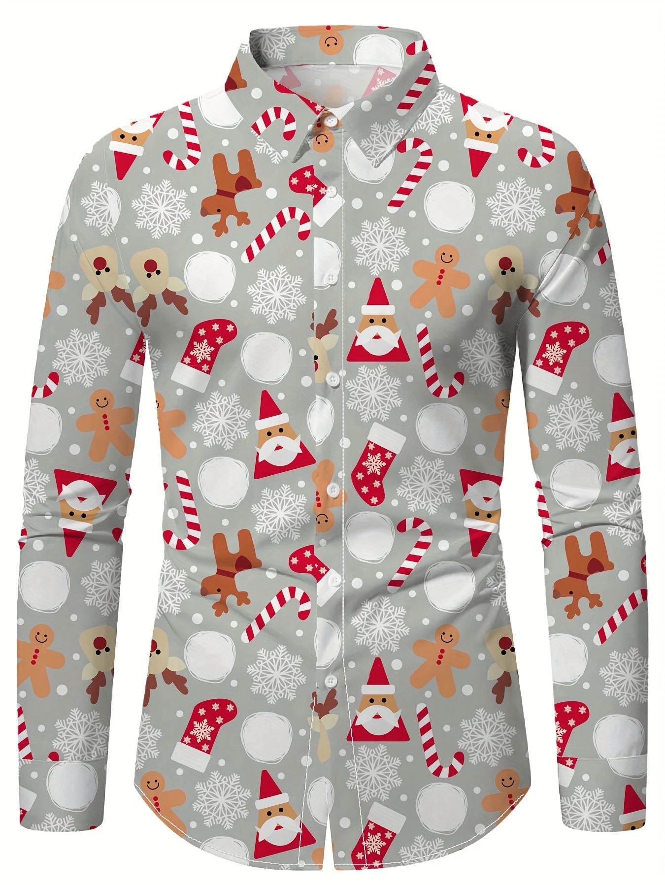 Christmas Festival Theme Men's 3D Printed Formal Shirts Santa Claus Elk Graphic Long Sleeve Shirt Fashion Men's Shirts For Men